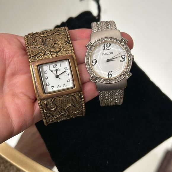 Chicos Watch Bundle of 2 Gold, Silver, Bling - Picture 1 of 10